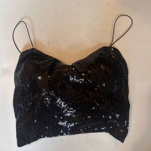 Party black sequin tank shirt